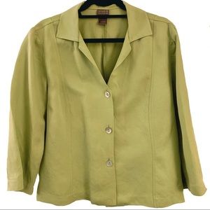 Sigrid Olsen Green Linen Blazer Size XL